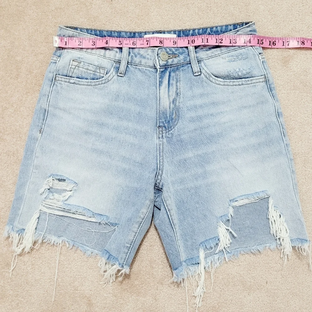 VERVET Women's Denim Jean Light Wash Shorts Distressed 100% Cotton Size Small - Picture 5 of 12